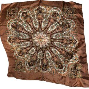 liberty of london classic 100% silk brown paisley scarf